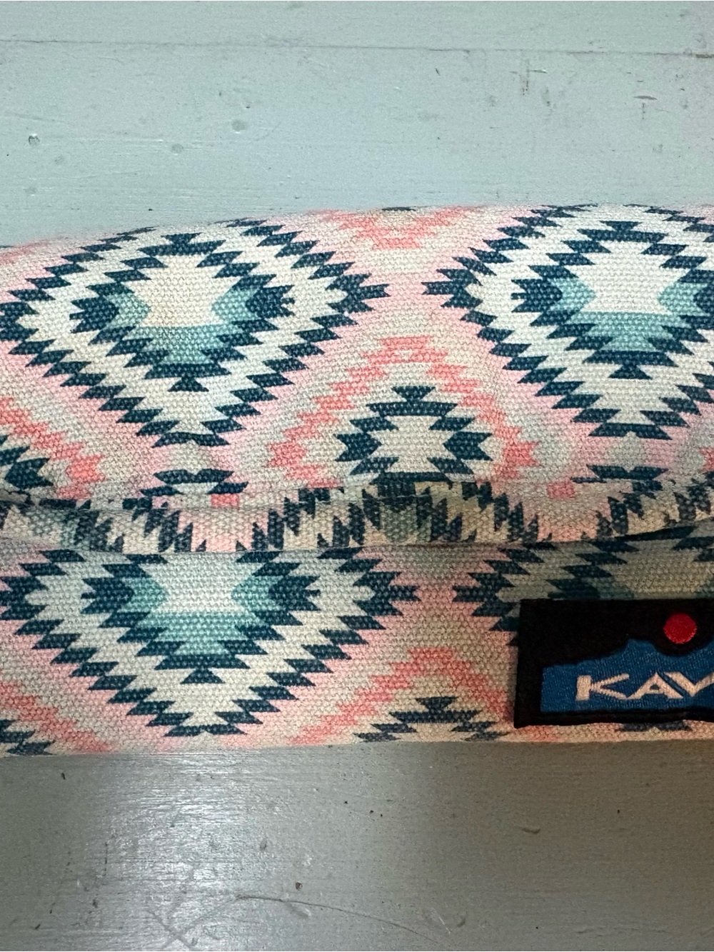 Kavu Diamond Aztec Canvas Clutch - Pink, Teal & Cream